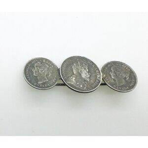 Antique Canadian Queen Victoria & King Edward VII Love Token Coin Brooch Pin